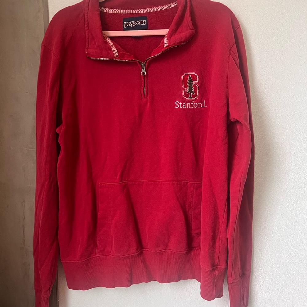 Jansport Red Stanford Quarter-Zip Pullover Sweatshirt